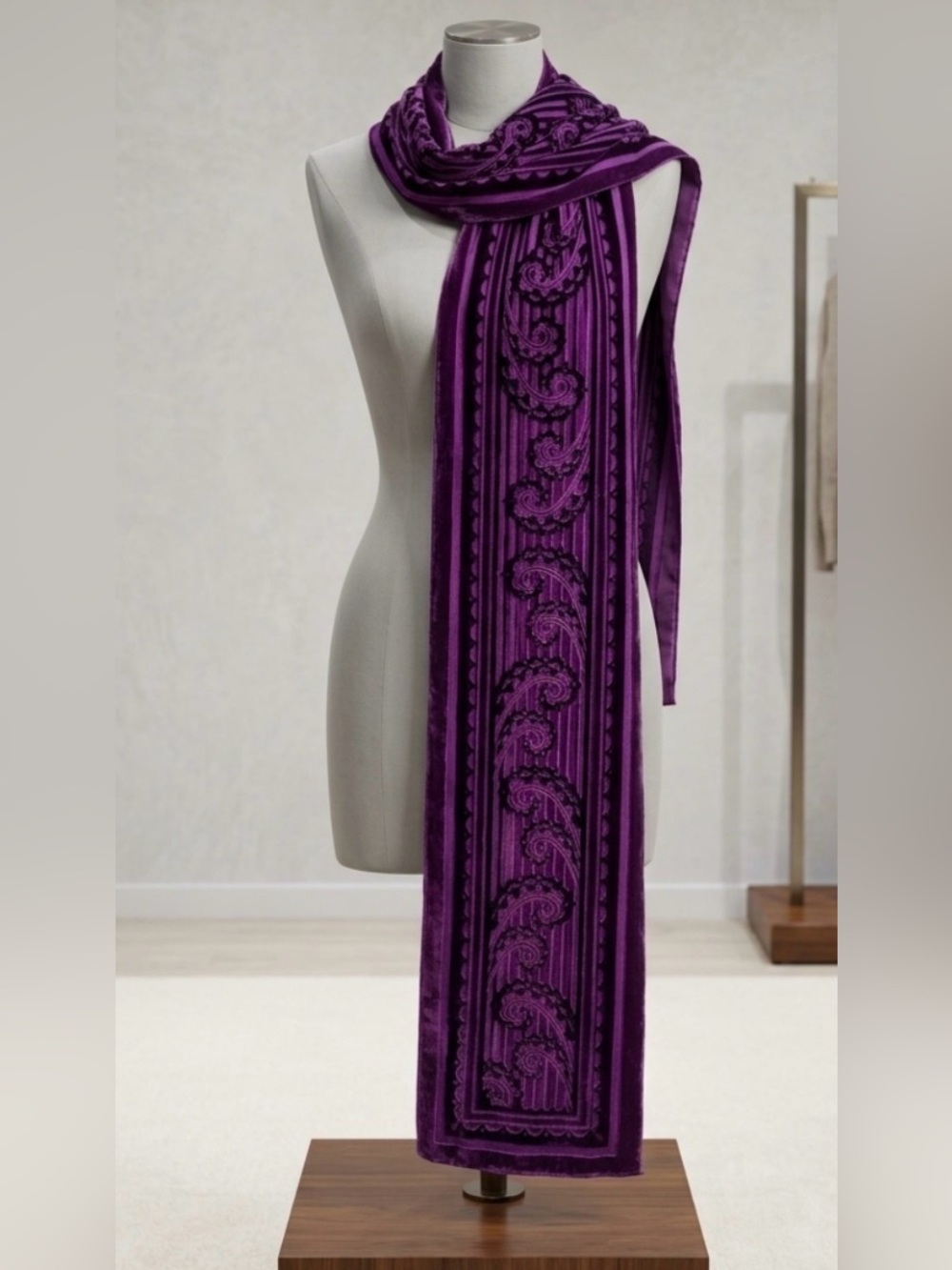 Vintage Bob Mackie Wearable Art Devoré Velvet Oblong Scarf